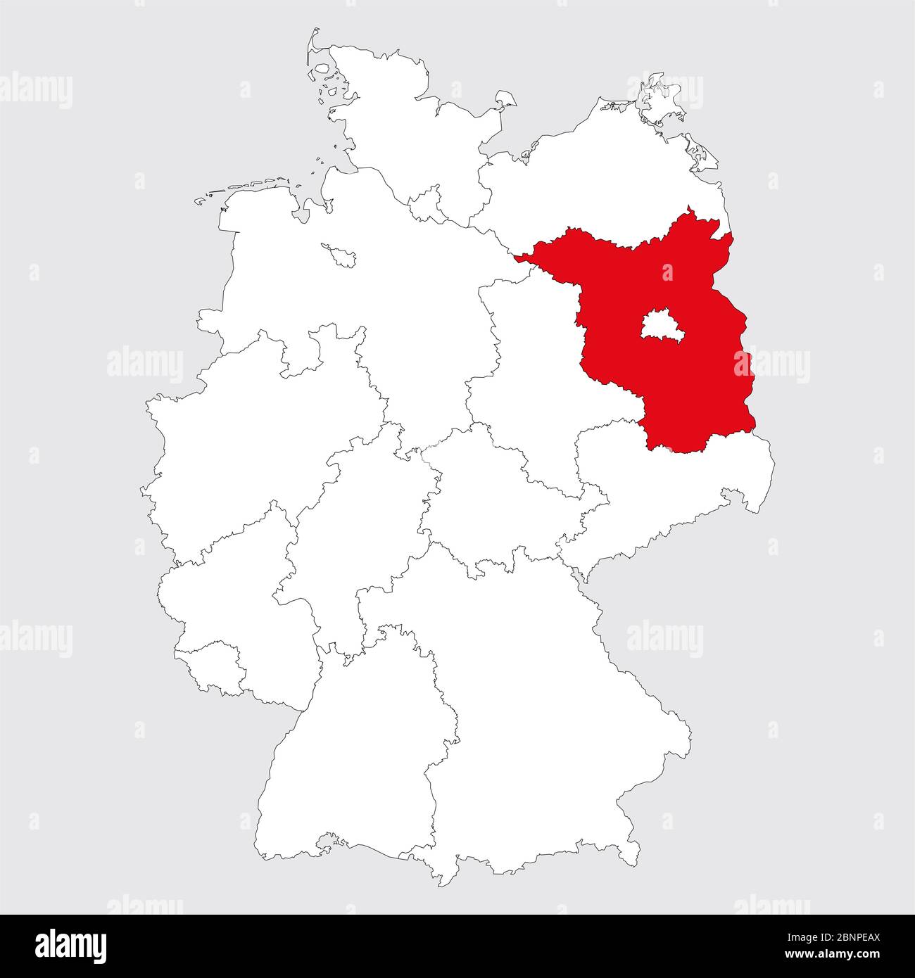 Brandenburg province marked on germany map. Perfect for business