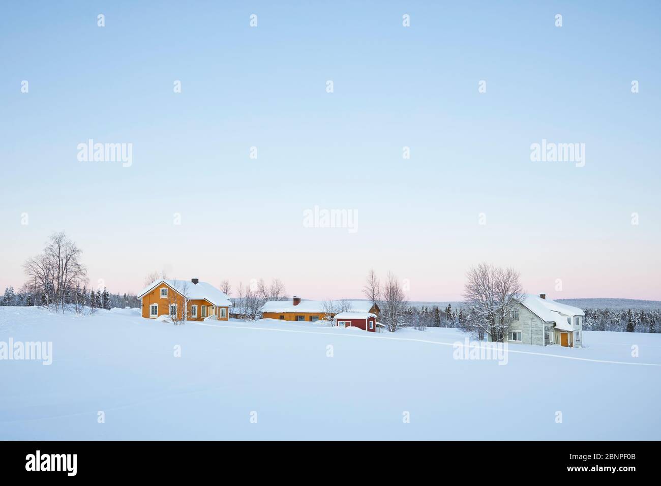 Finland, Lapland, Raattama, houses, winter Stock Photo Alamy