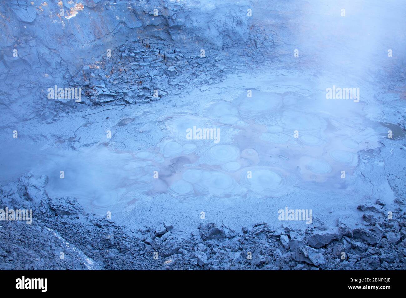 The 'Fulipollur' mud pot in the 'Austurengjar' high-temperature area near Krisuvik on the Reykjanes peninsula. Stock Photo