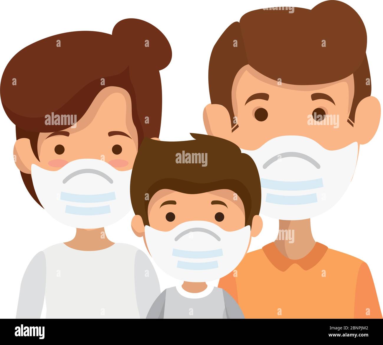 parents with son using face mask Stock Vector Image & Art - Alamy