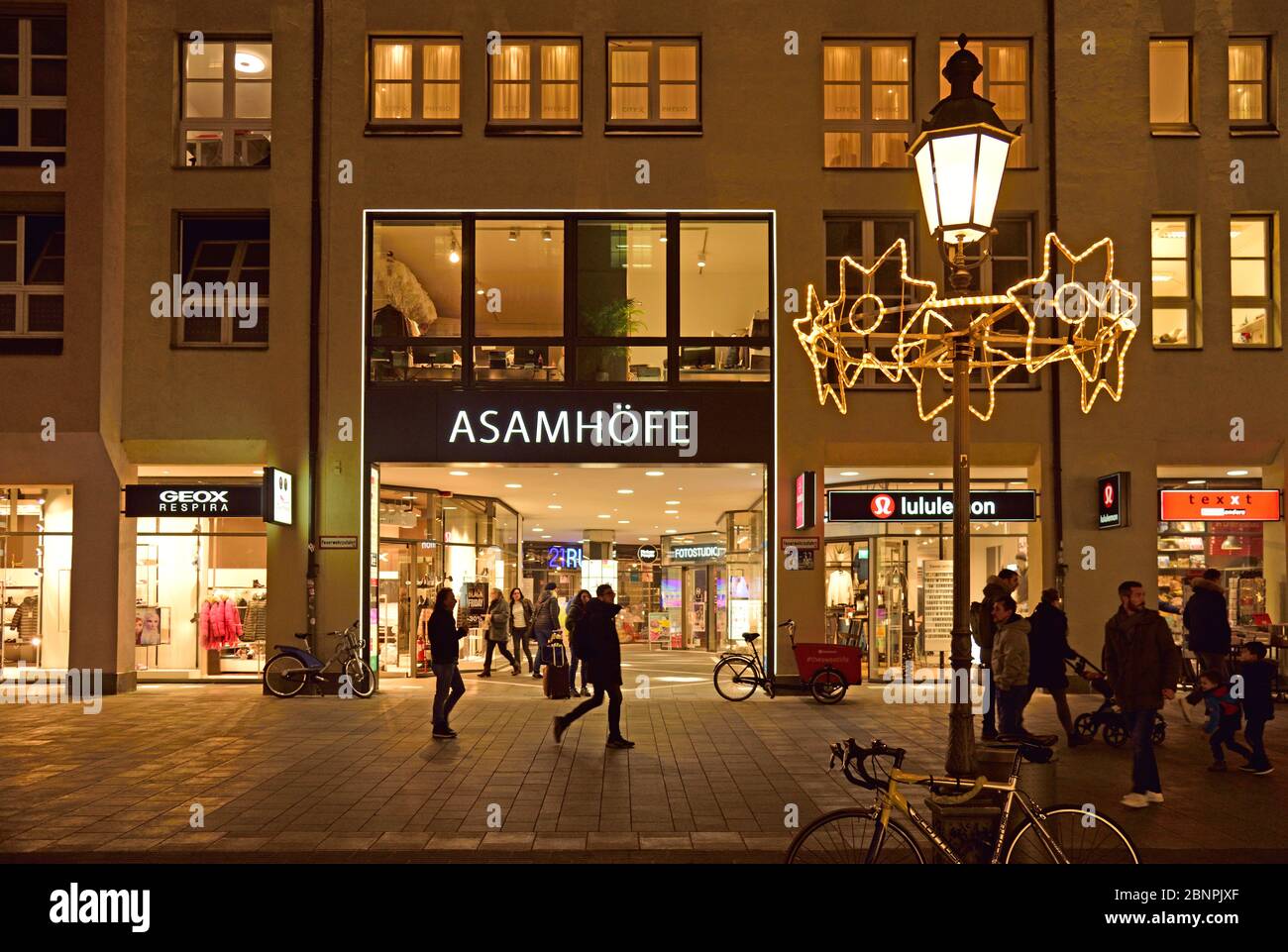 Europe, Germany, Bavaria, Munich, City, Sendlinger Strasse, view of the Asamhöfe, nice shopping street, evening Stock Photo