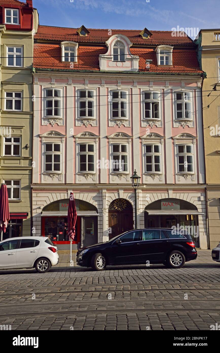 Europe, Germany, Bavaria, Swabia, Augsburg, Maximilianstrasse, old town house, Stock Photo