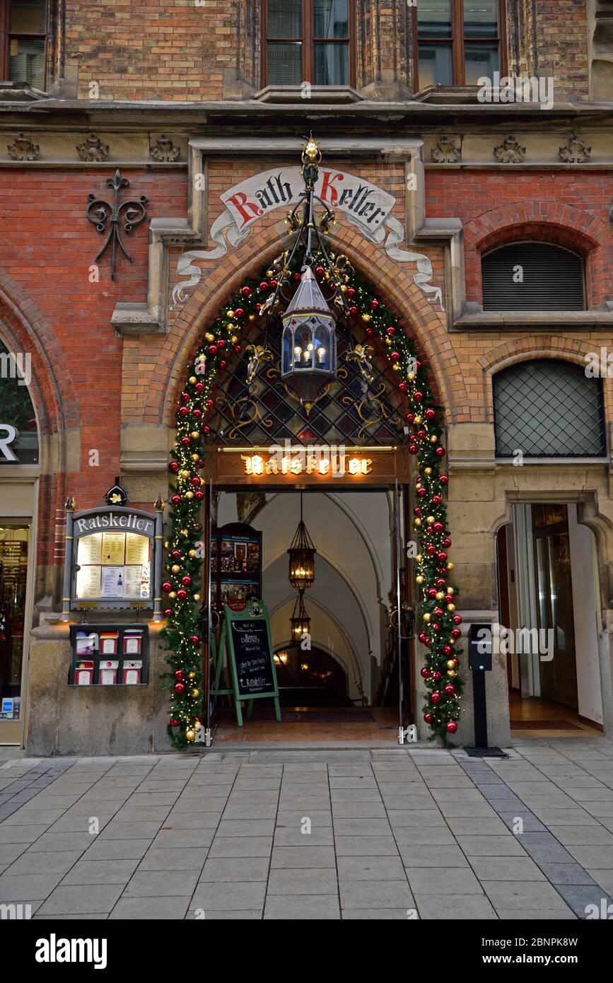 Entrance to the ratskeller in the dienerstrasse hi-res stock ...