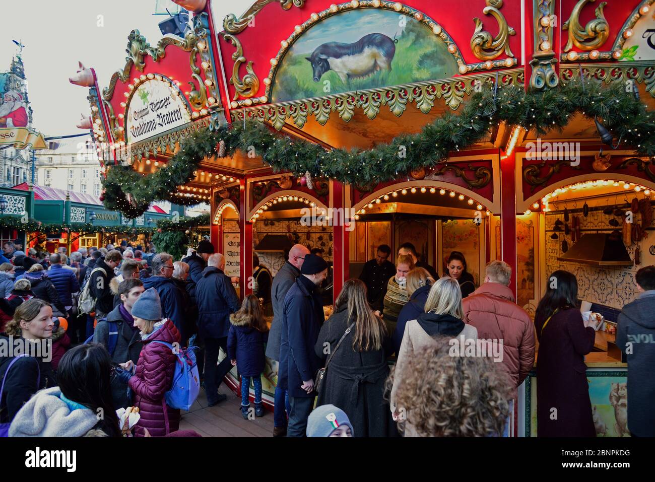 Europe, Germany, Hamburg, Hamburg Christmas market, town hall Stock Photo
