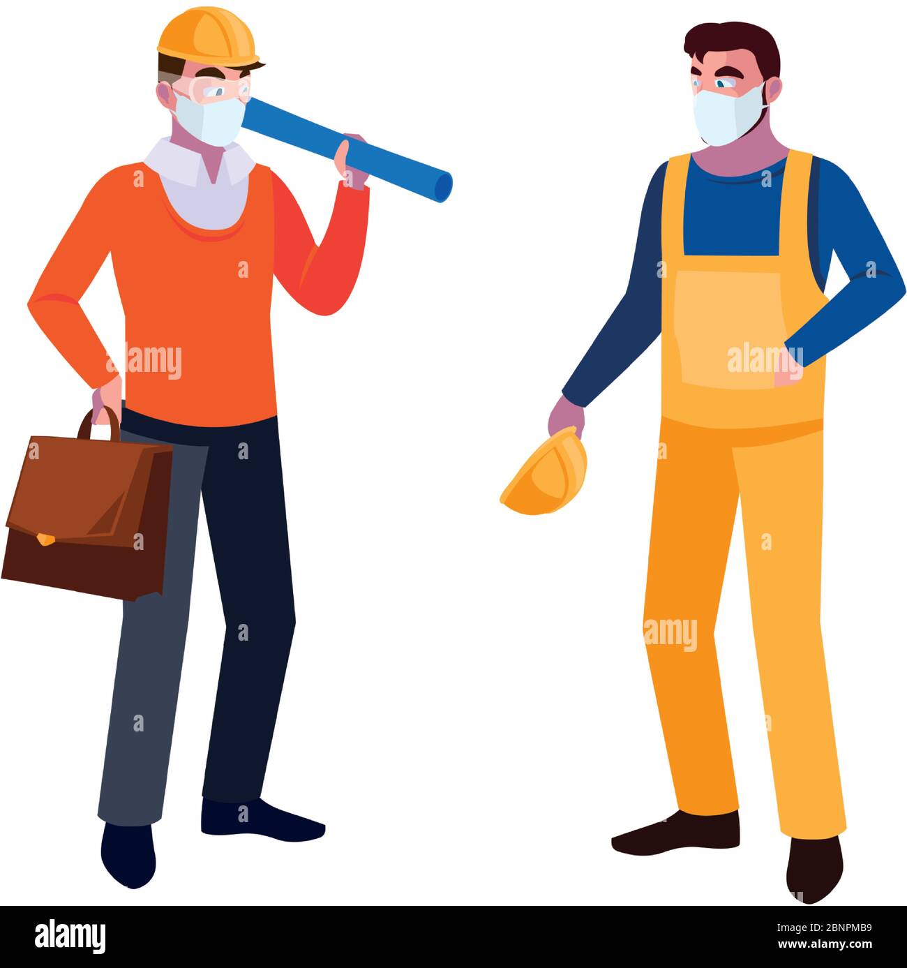 operator and architect with mask and helmet vector illustration desing Stock Vector