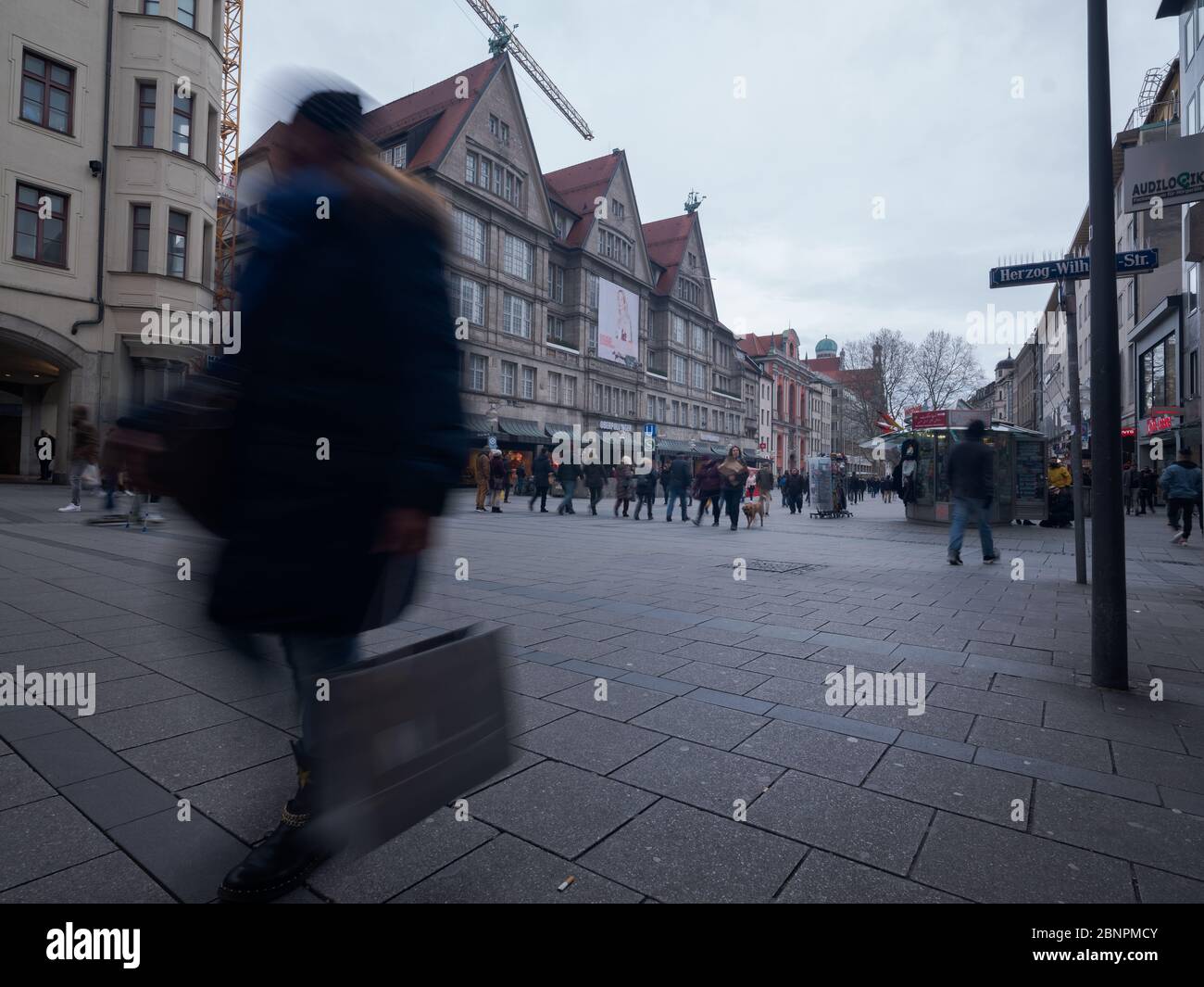 Shopping in Munich's pedestrian zone. Stock Photo