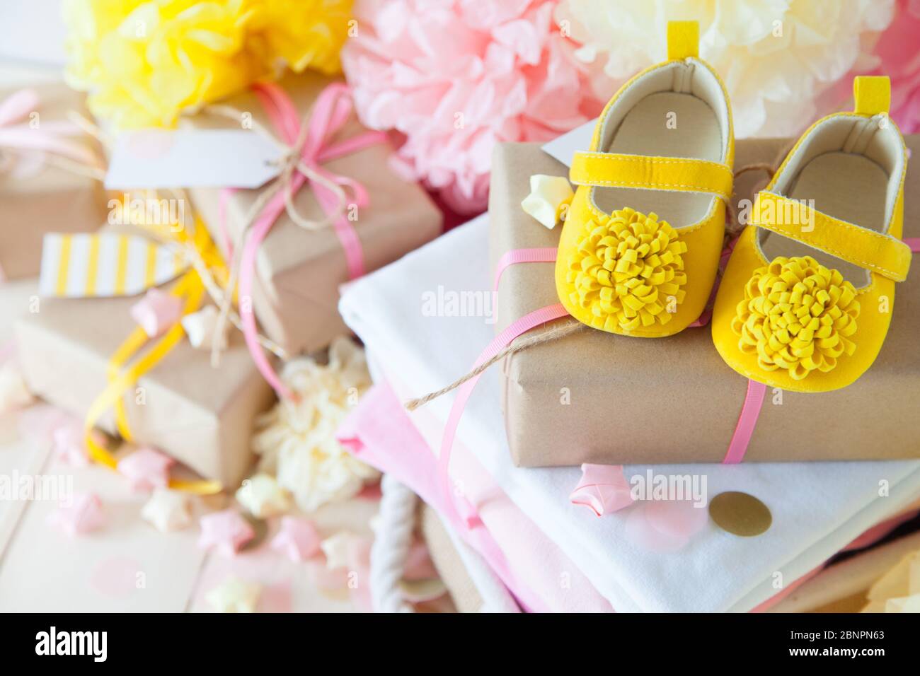paper baby shoe party favors