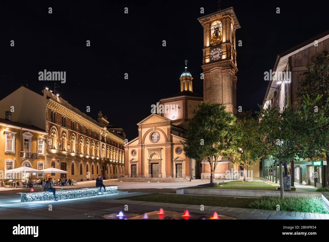 Historic center of Legnano at night, Italy Stock Photo
