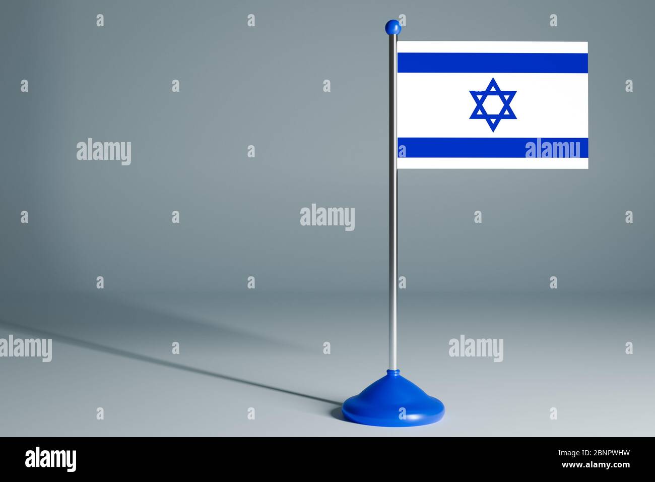 The 3d rendering realistic national flag of Israel on steel pole on ...