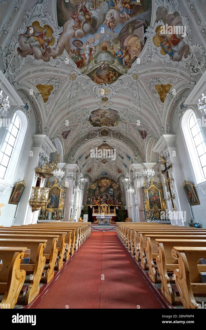 Austria, Tyrol, Stubaital, Fulpmes, parish church St. Vitus, inside Stock Photo