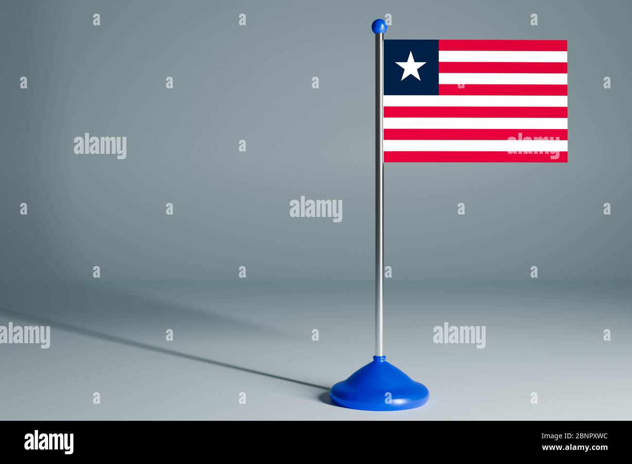 The 3d rendering realistic national flag of Liberia on steel pole on ...