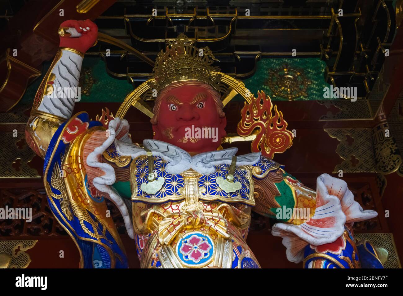 Statue of raijin god of lightning thunder in japanese mythology hires