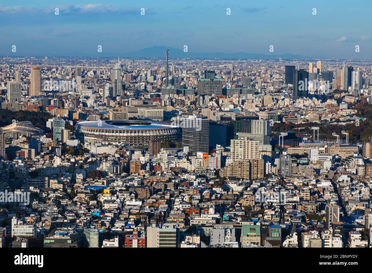 Japan, Honshu, Tokyo, Shibuya, View from Shibuya Scramble Square Building Rooftop Viewing Area Stock Photo