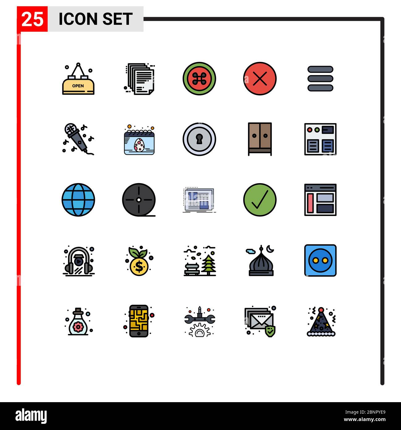 25 Creative Icons Modern Signs and Symbols of text, list, paper, hide, circle Editable Vector Design Elements Stock Vector