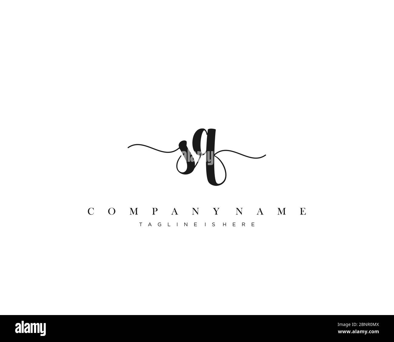 SQ Initial handwriting logo vector. Stock Vector