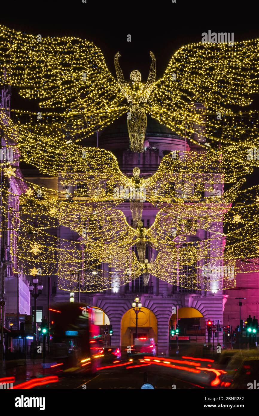England, London, Regent Street, Christmas Lights Stock Photo