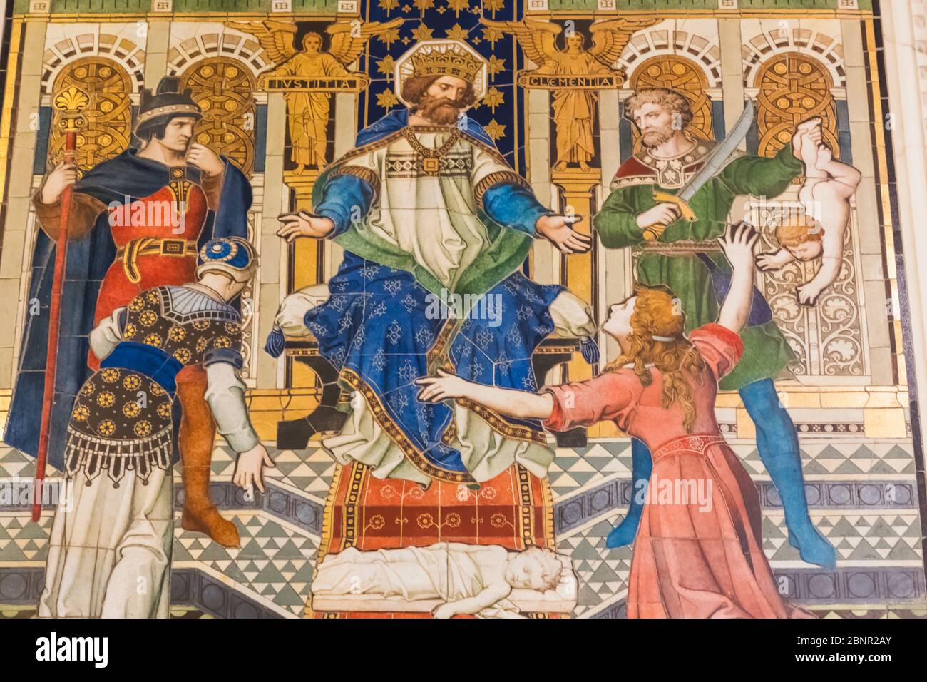 England, London, Westminster, Westminster Cathedral, Chapel of St Gregory and St Augustine, Painting depicting The Introduction of the Gospel to England Stock Photo