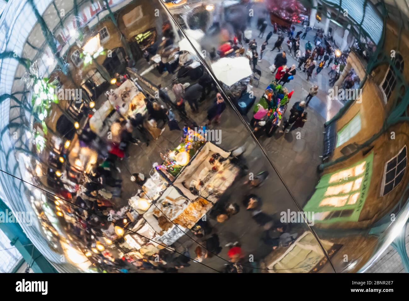 England, London, Covent Garden, Reflections in Globe of The Apple Market Stock Photo
