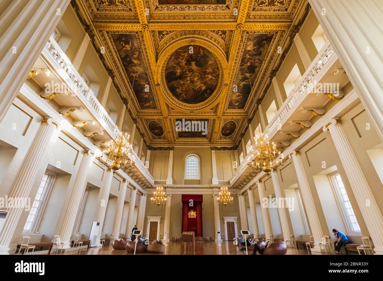 England, London, Westminster, Whitehall, The Banqueting Hall designed by Inigo Jones with Ceiling Paintings by Rubens Stock Photo