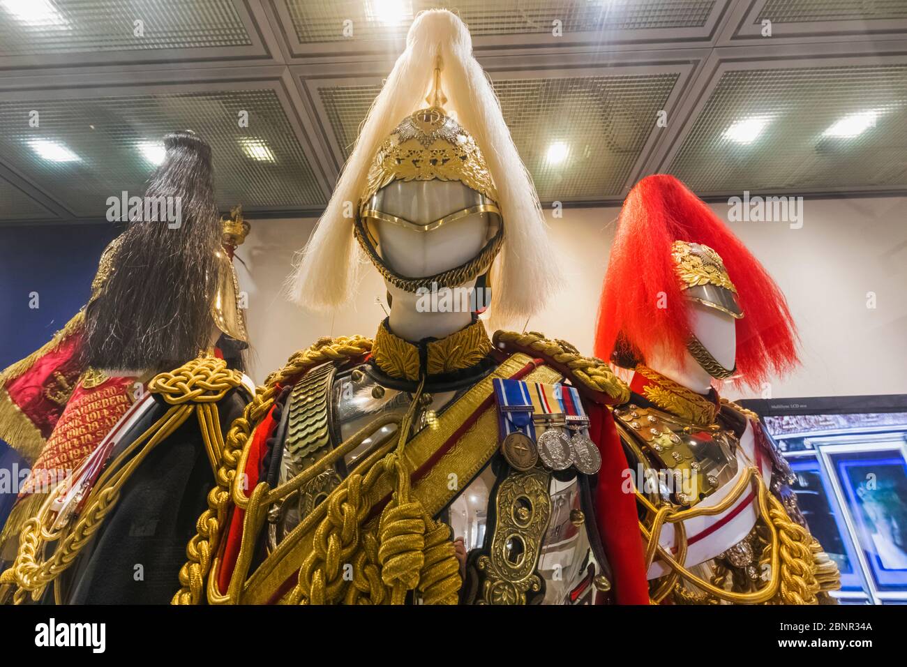 England, London, Westminster, Whitehall, The Household  Cavalry Museum, Exhibit of Household Cavalry Uniforms Stock Photo