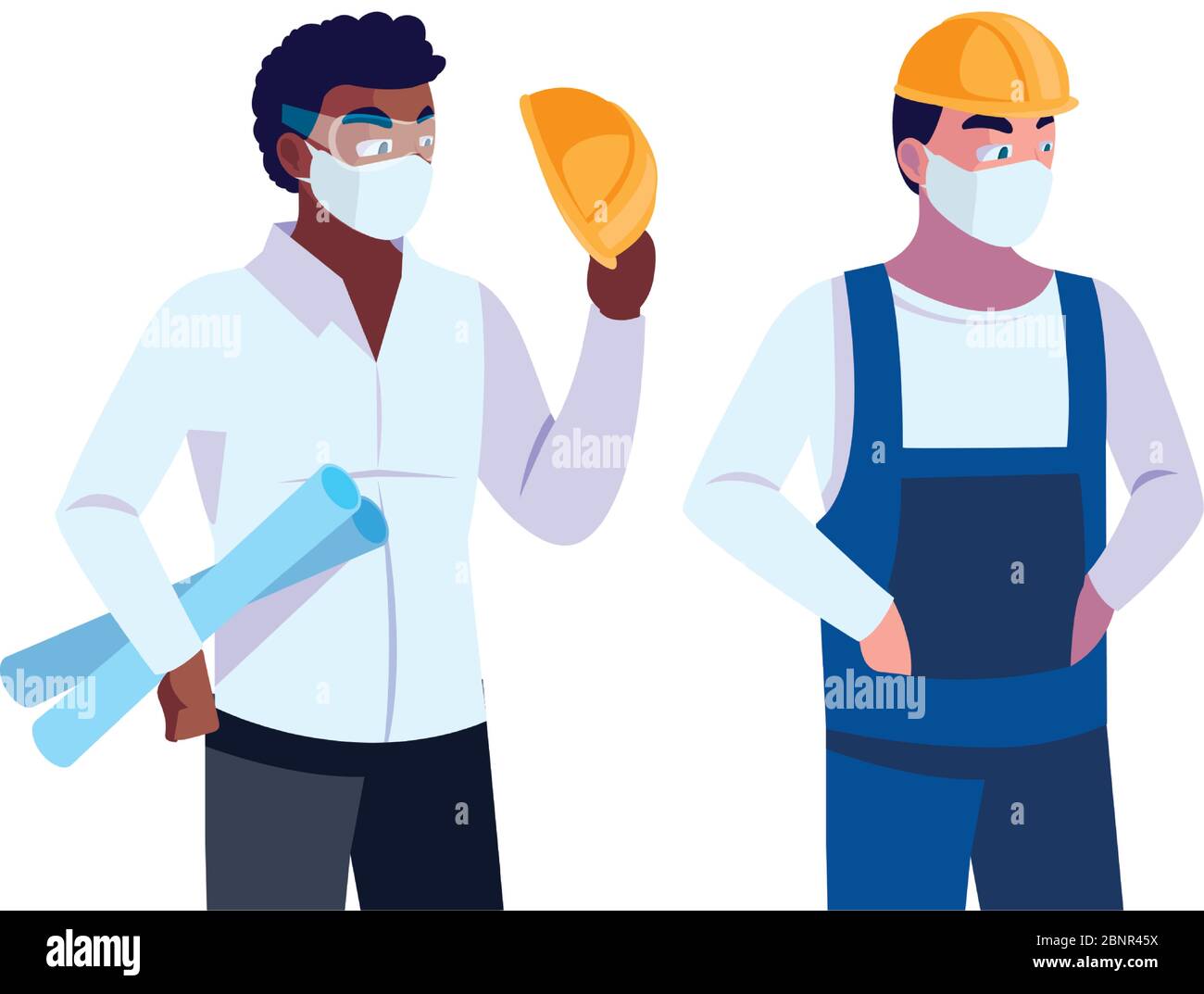 architect and operator with mask vector illustration desing Stock Vector