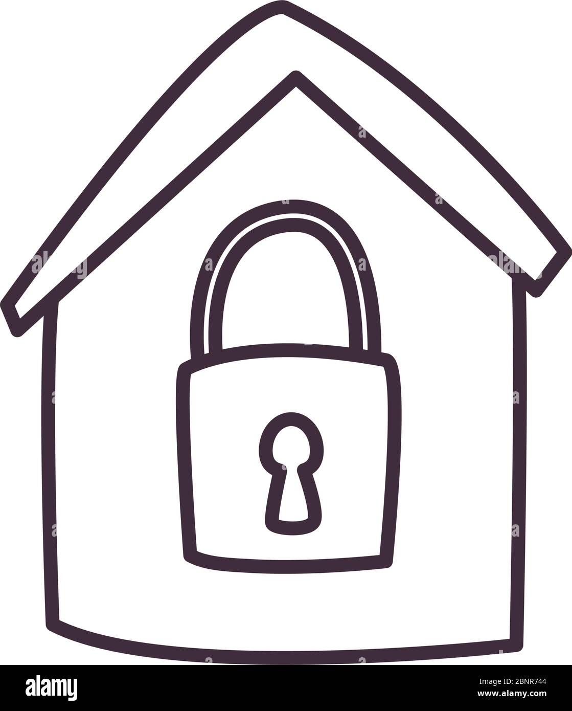 Padlock inside house line style icon design of Security lock access ...