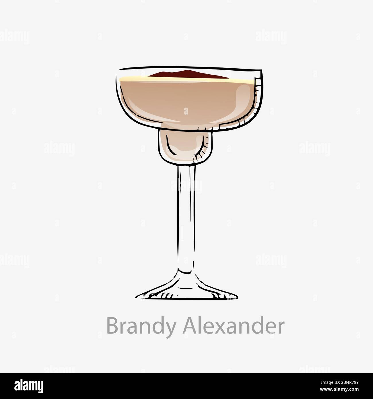 Brandy cocktail Alexander. Milkshake cocktail alcoholic brown white ...