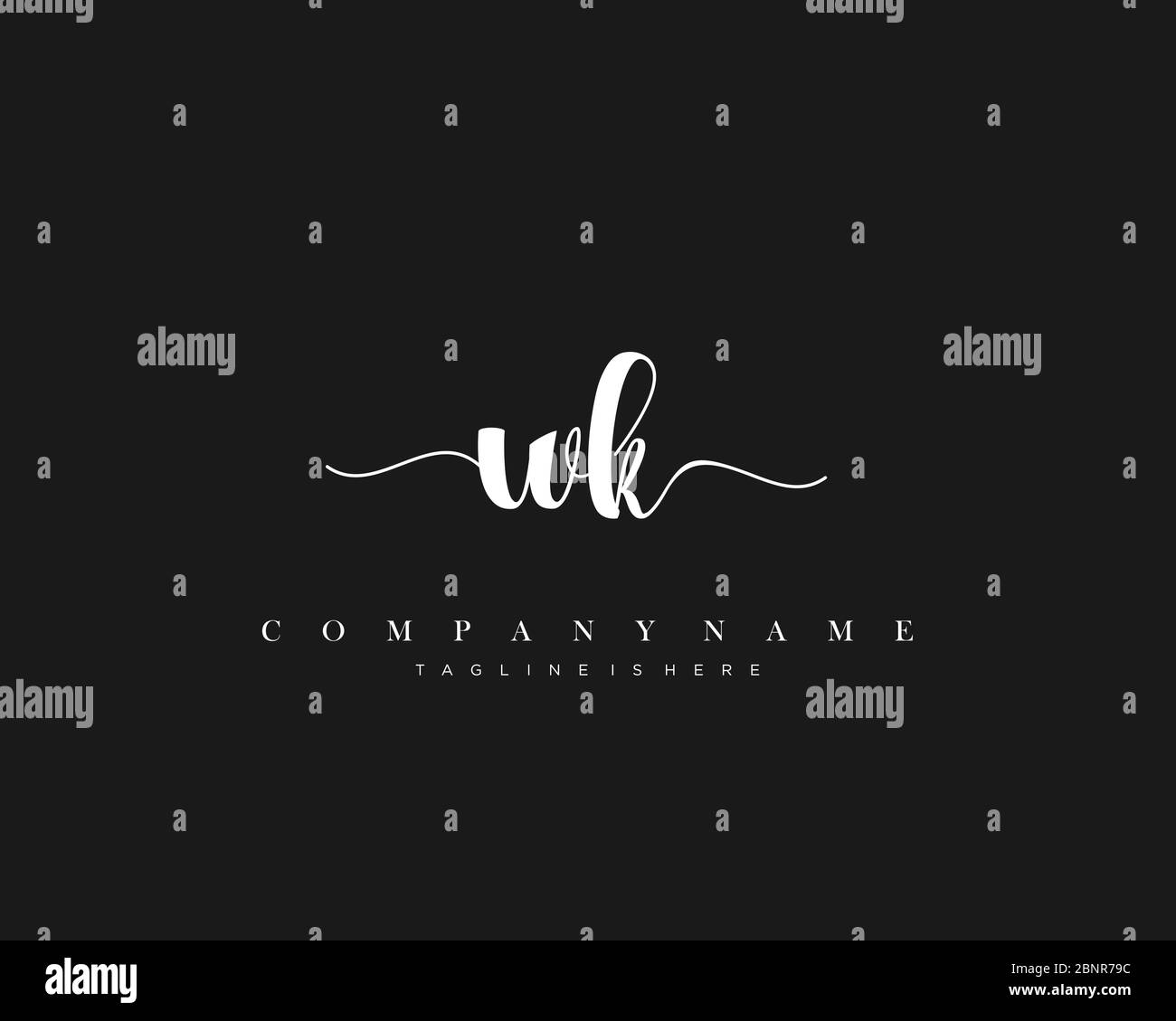 WK Initial handwriting logo vector. Stock Vector