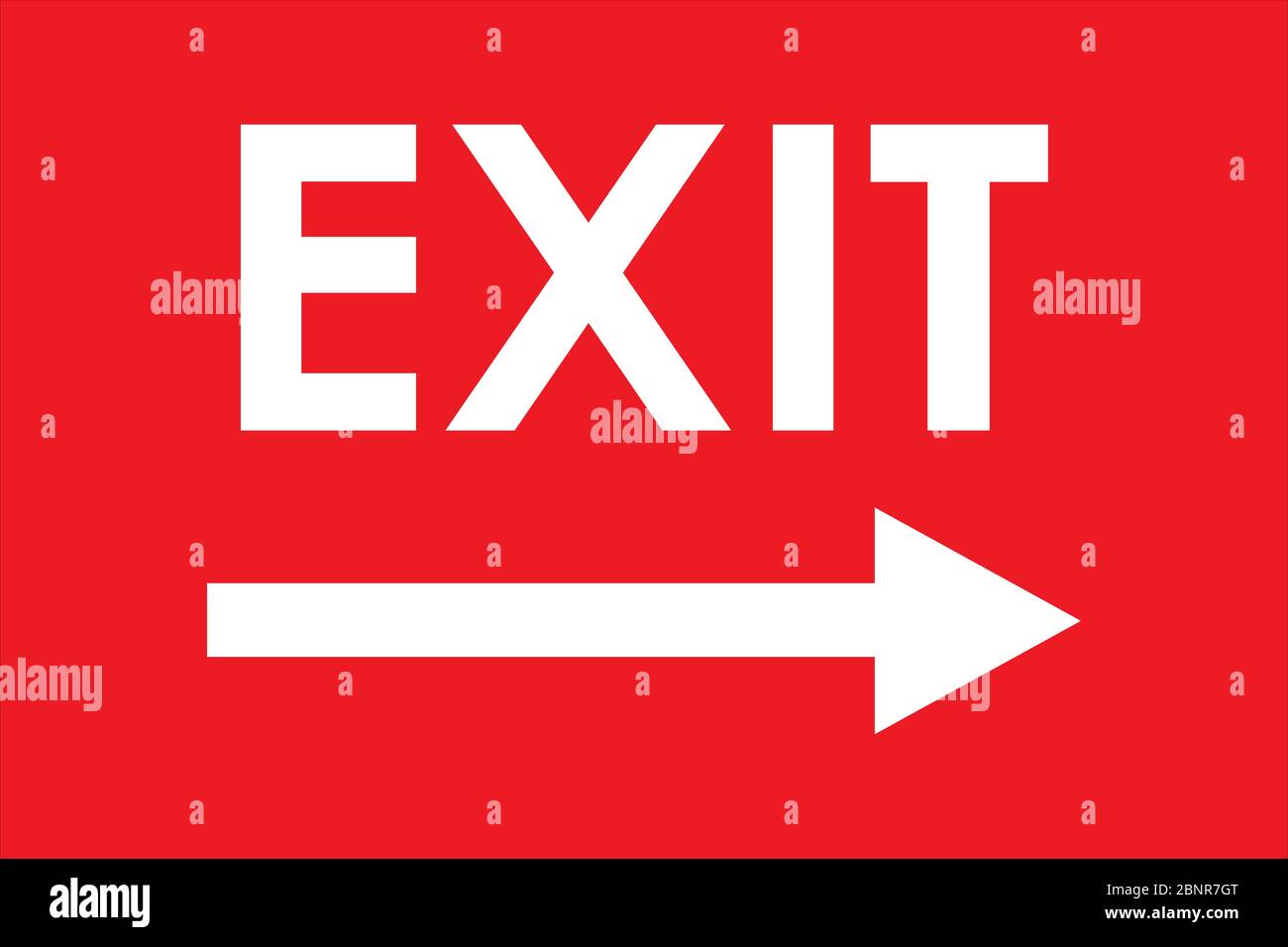 Exit sign right arrow. Red background. Warning symbol directional