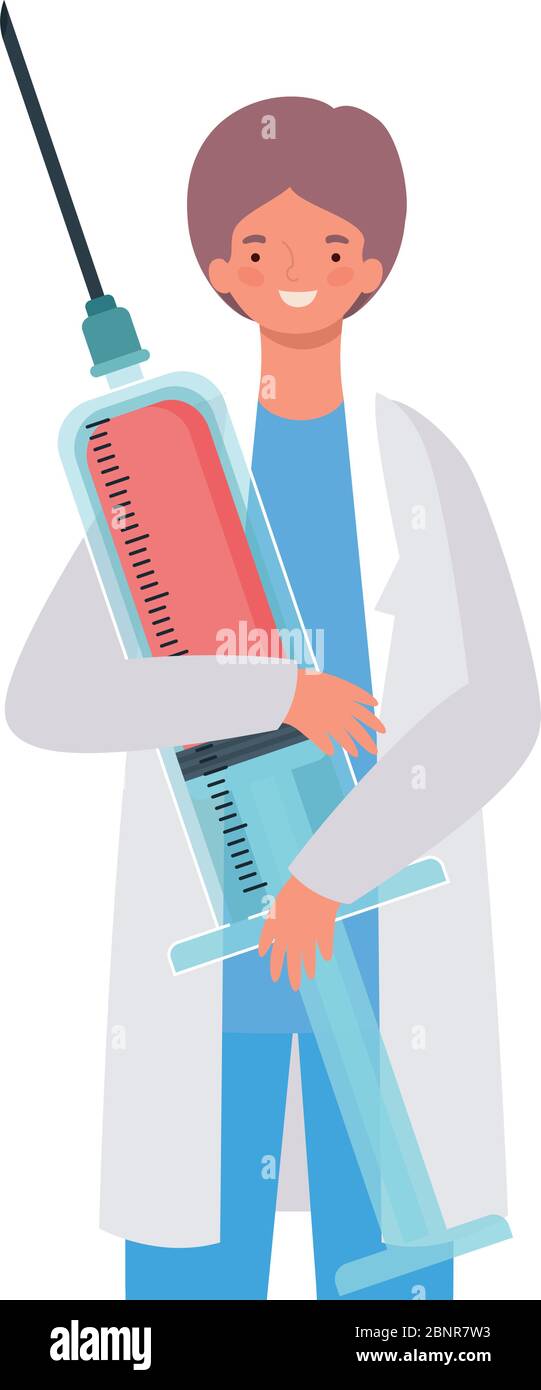 Man doctor with uniform and injection vector design Stock Vector Image ...
