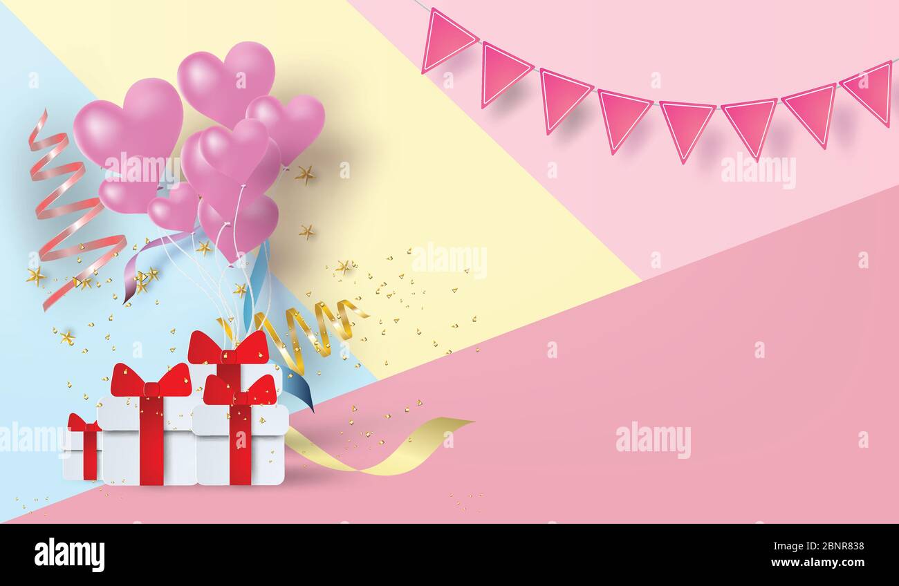 Paper art of Happy birthday elements background vector design for ...