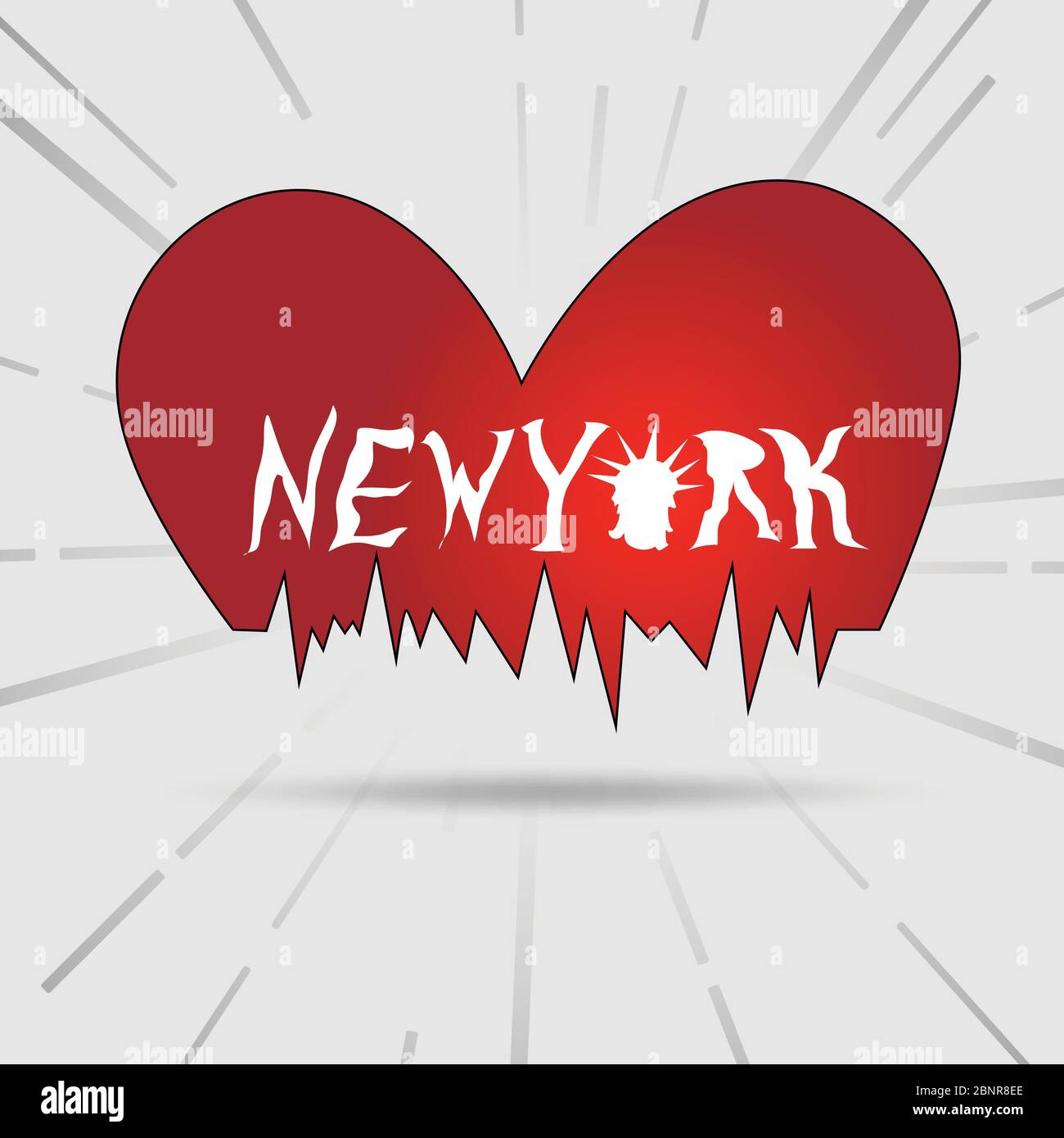 Typography slogan new york heart vintage with statue of liberty for t shirt printing, Graphic tee.vector illustration Stock Vector