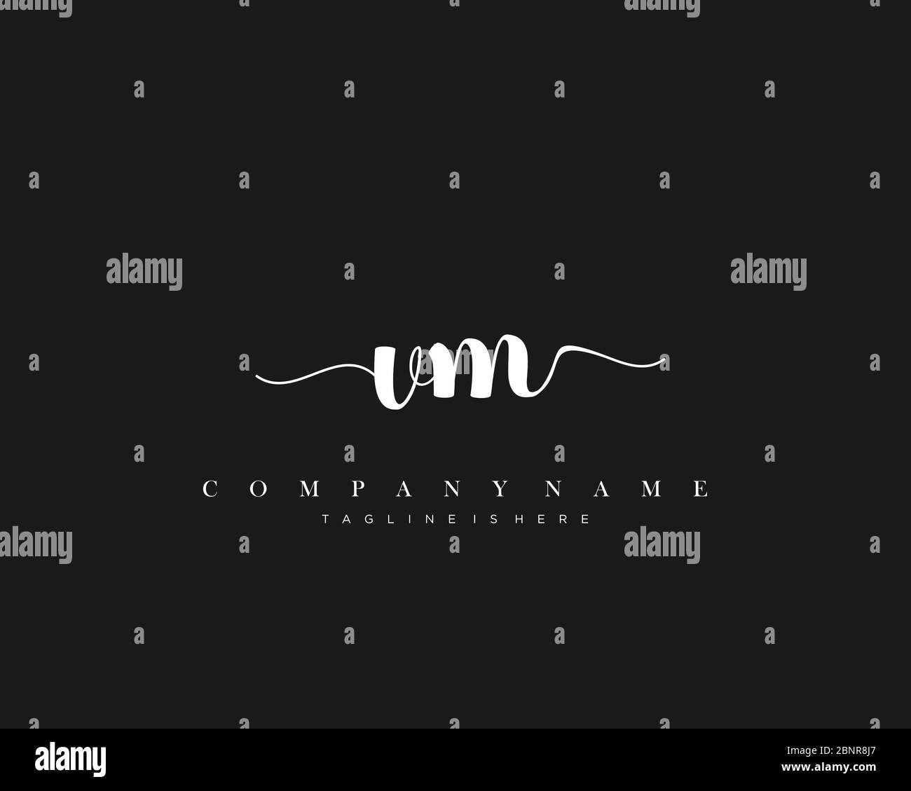 VM Initial handwriting logo vector. Stock Vector
