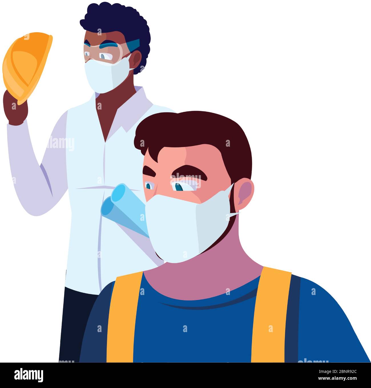 architect and operator with mask vector illustration desing Stock Vector