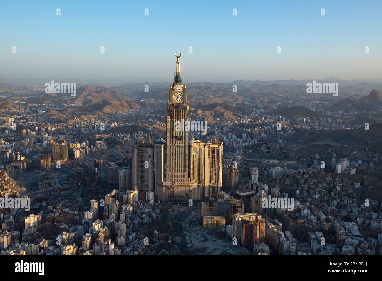 Abraj Al Bait, Saudi Arabia, Makkah Royal Clock Tower (Areal View) Stock Photo