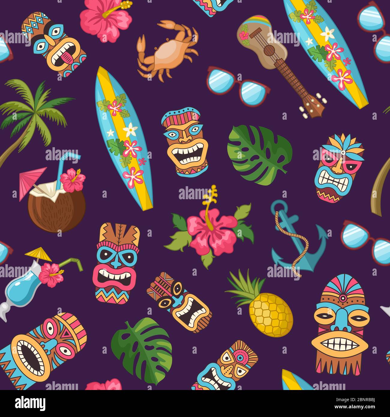 Vector cartoon summer travel elements pattern or background ...