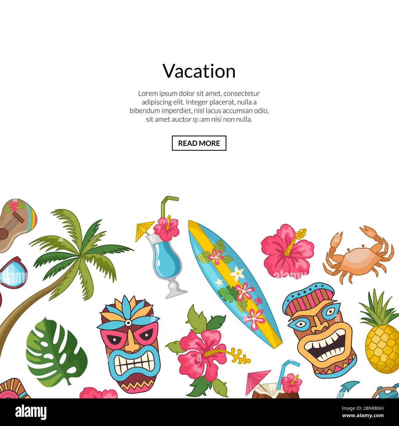 Vector cartoon summer travel elements background illustration Stock ...