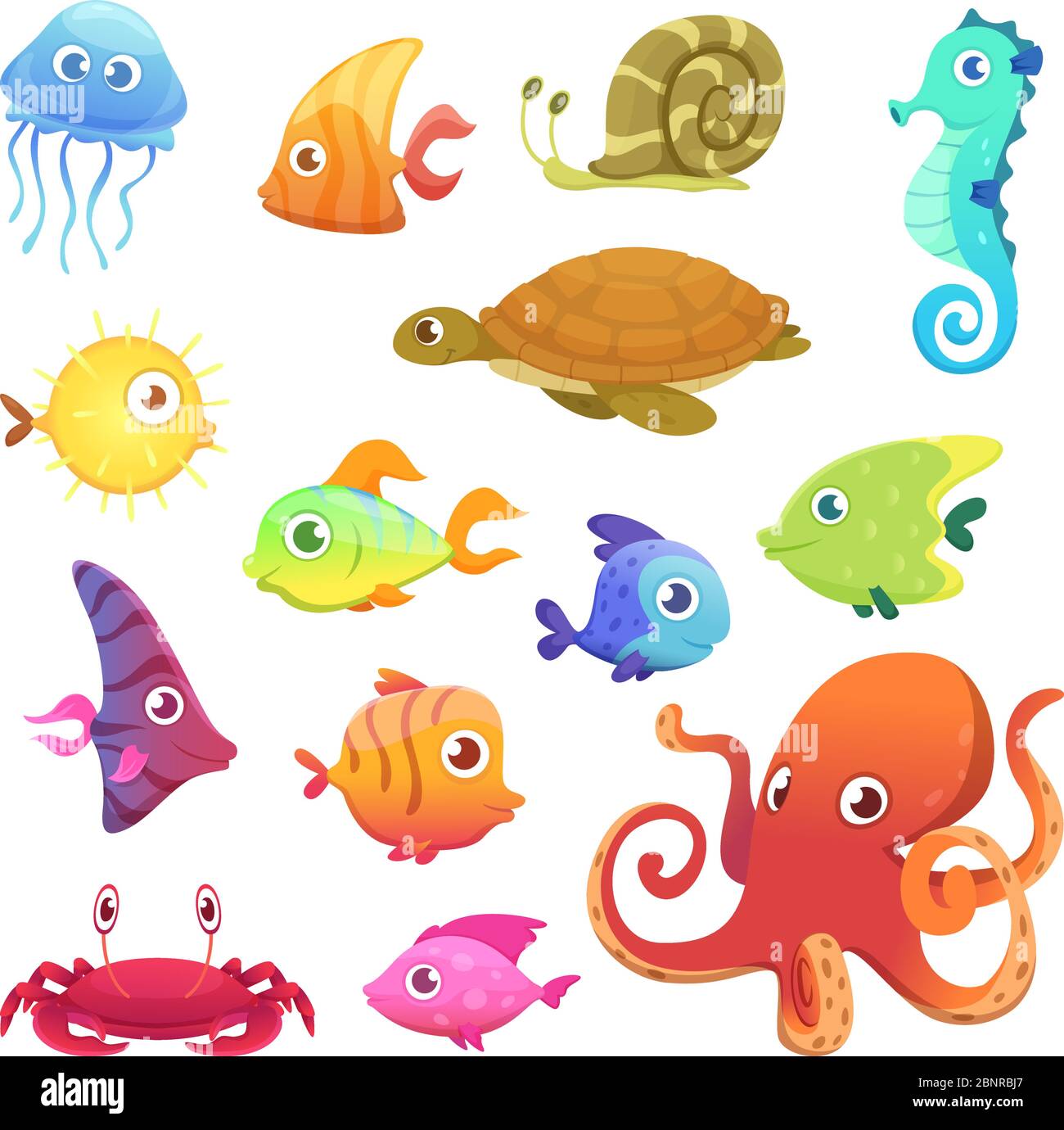 Underwater animals. Ocean sea animals fish octopus turtle seahorse vector  characters Stock Vector Image & Art - Alamy