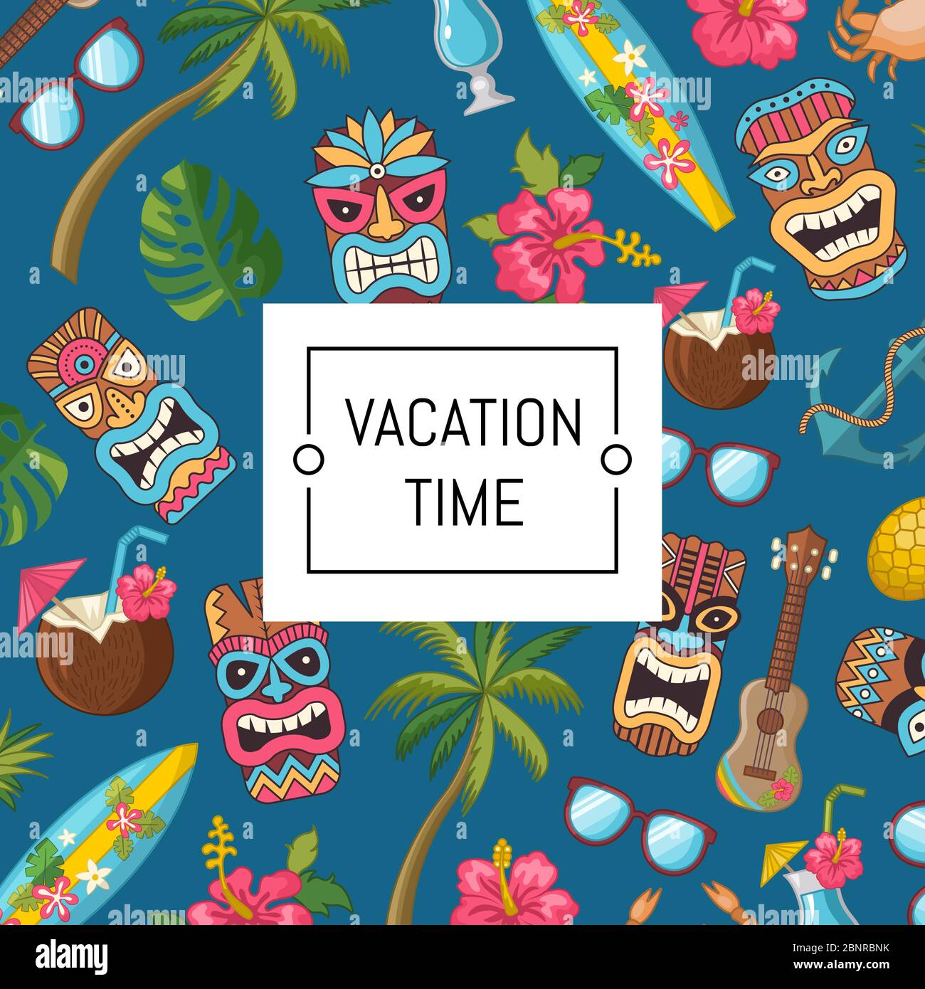Vector cartoon summer travel elements background illustration Stock ...