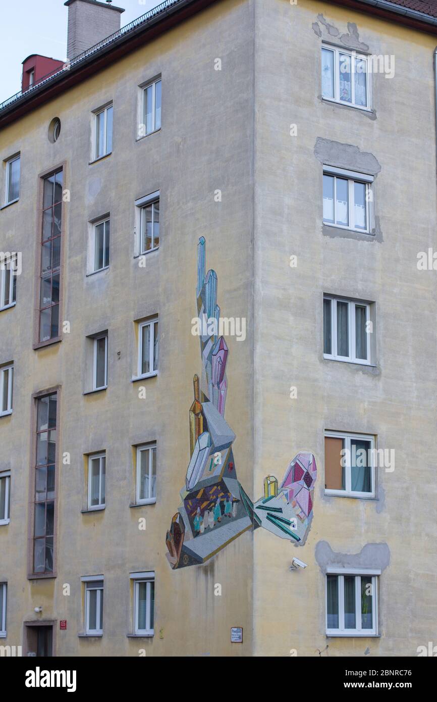 House corner with grafitti Stock Photo