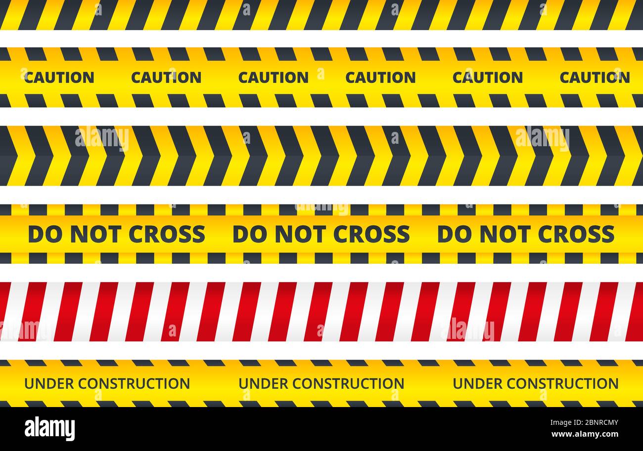 Seamless security stripe. Safety danger signs do not enter danger message police crime scene vector symbols Stock Vector