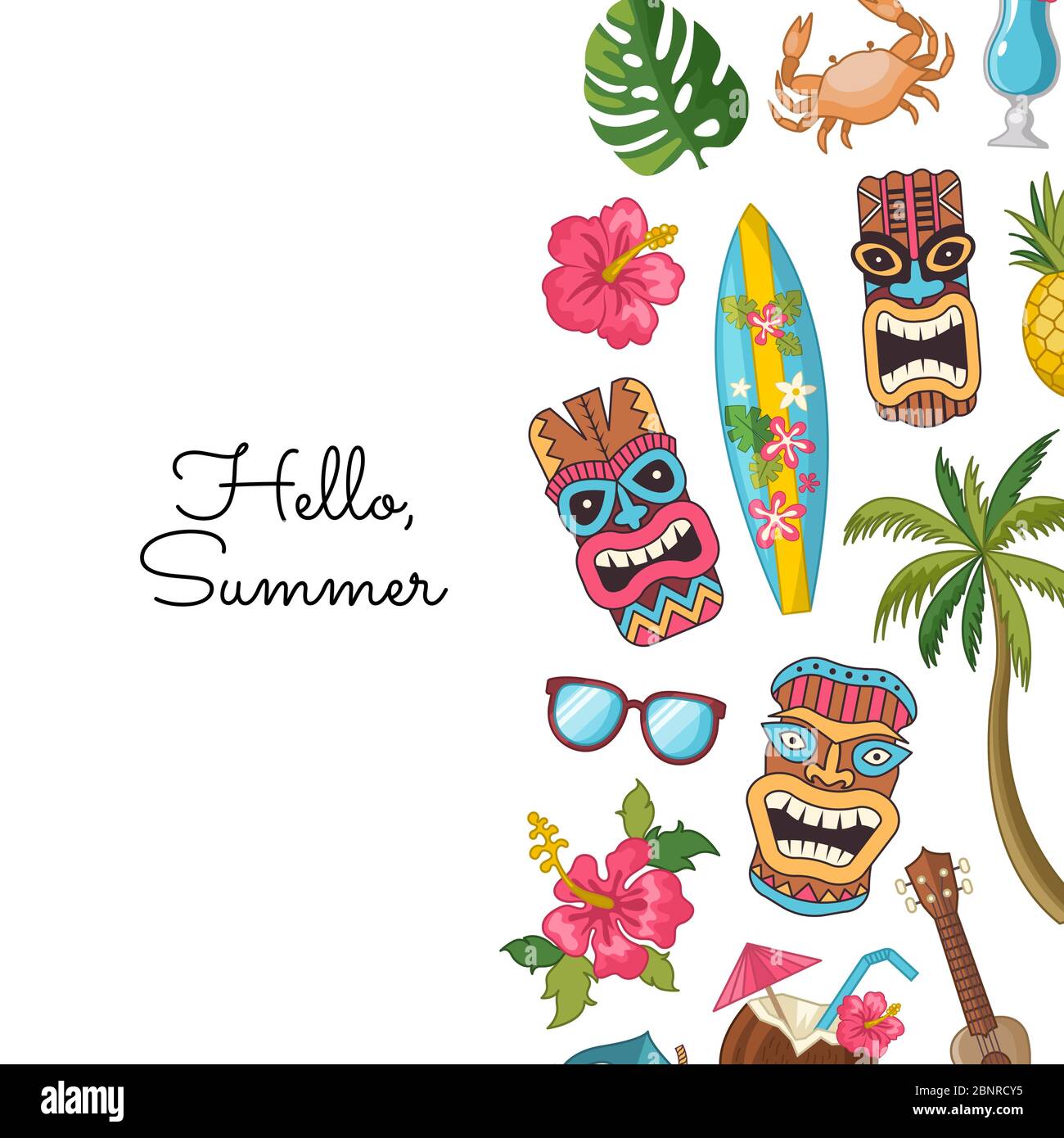 Vector cartoon summer travel elements background illustration Stock ...
