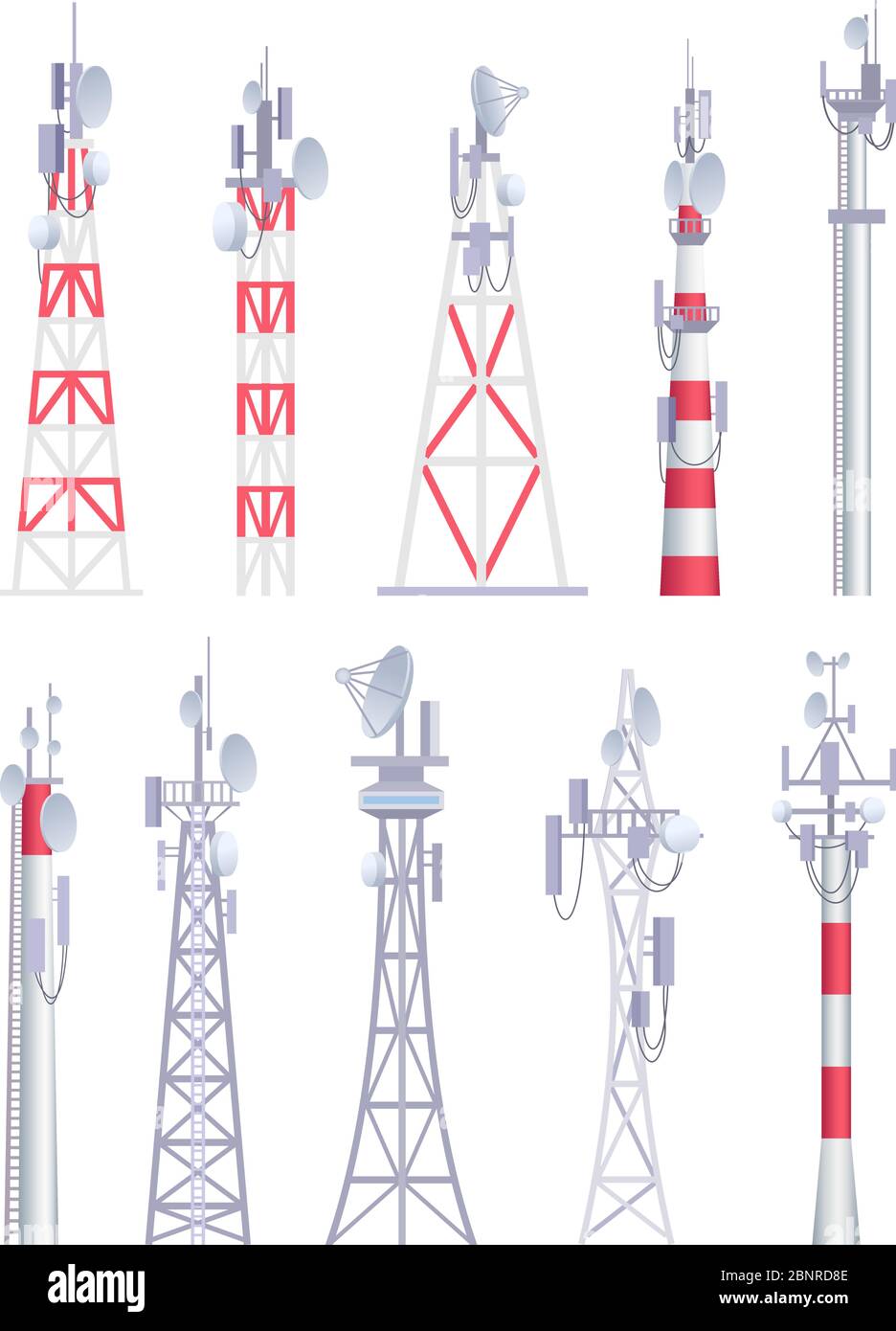 Communication tower. Cellular broadcasting tv wireless radio antena  satellite construction vector pictures in cartoon style Stock Vector Image  & Art - Alamy
