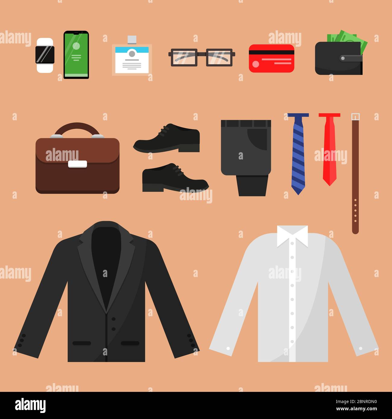 Man accessories in business style, gadgets, clothes, shoes