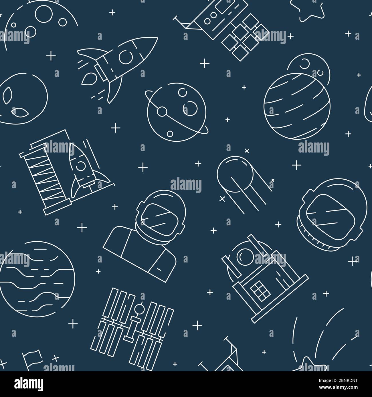 Space seamless pattern. Futuristic universe background with ...