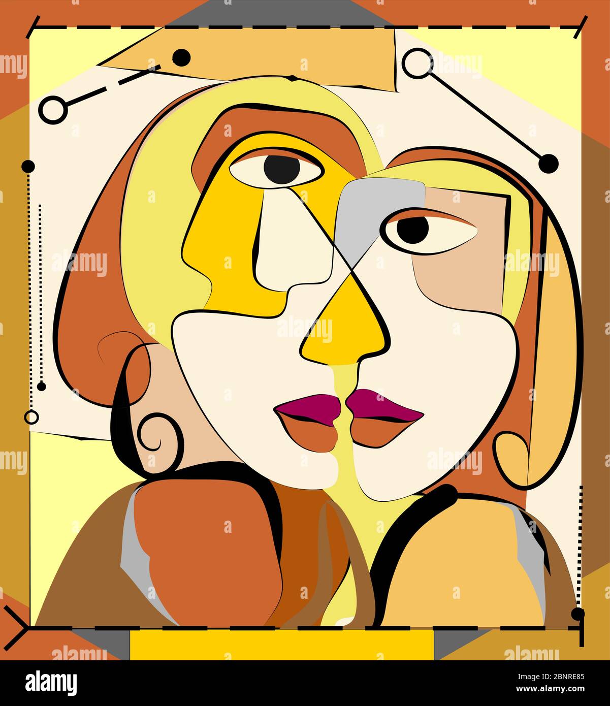 Colorful background, cubism art style,abstracts portraits Stock Vector