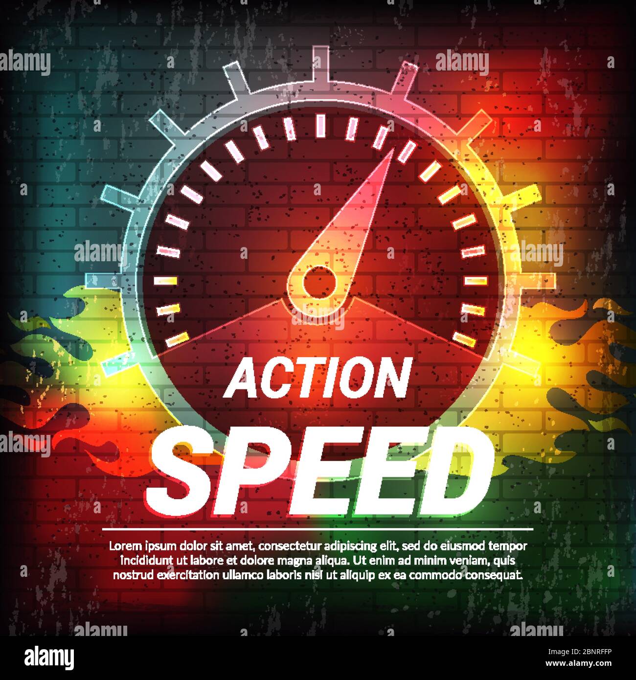 Speed poster. Abstract driving concept sport placard speedometer fuel indicator vector template Stock Vector