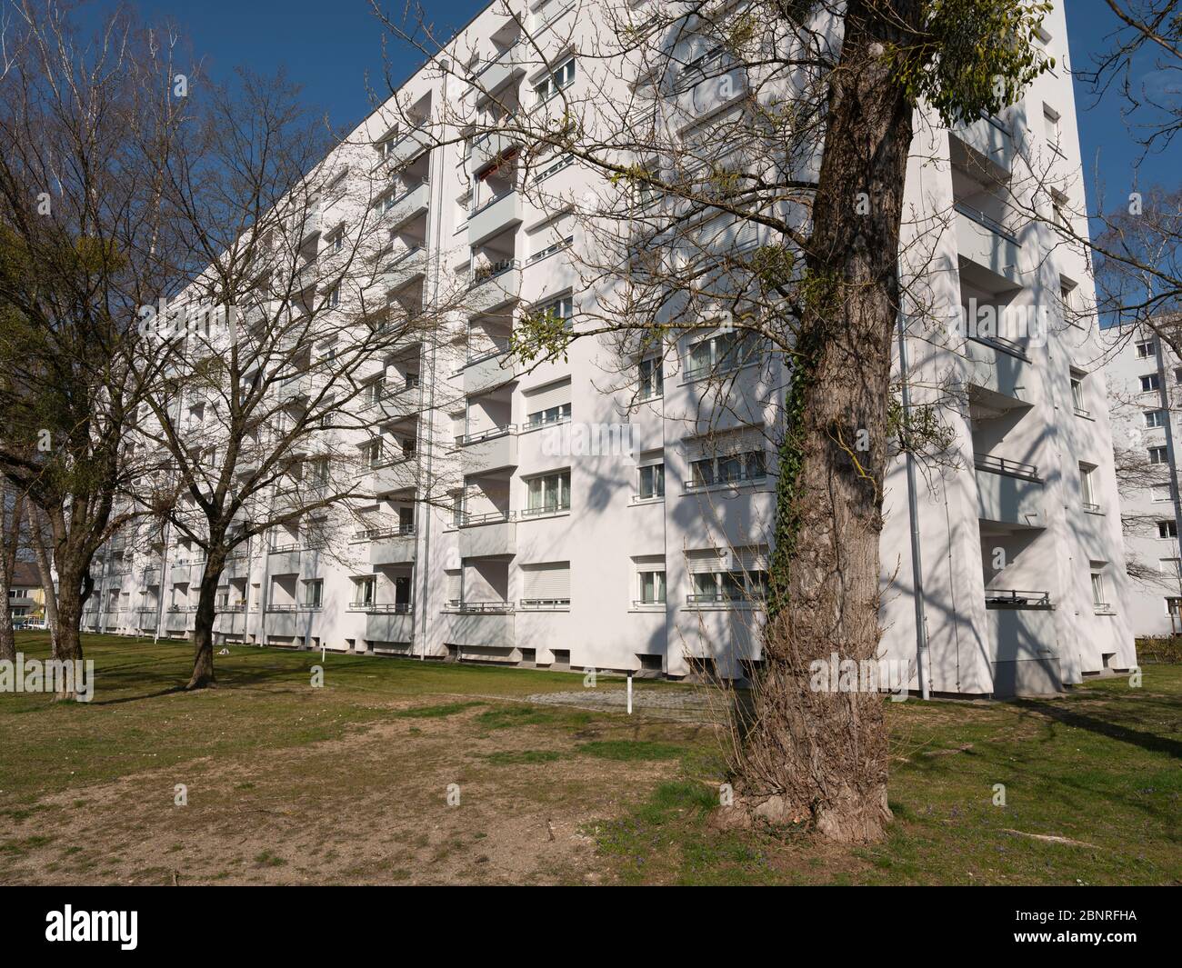 High-rise residential area of Munich Blumenau at the time of the corona virus. Stock Photo
