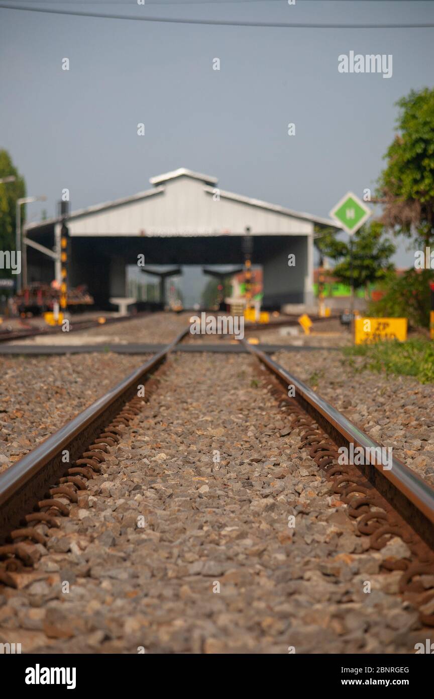 railroad tracks in the distance Stock Photo Alamy