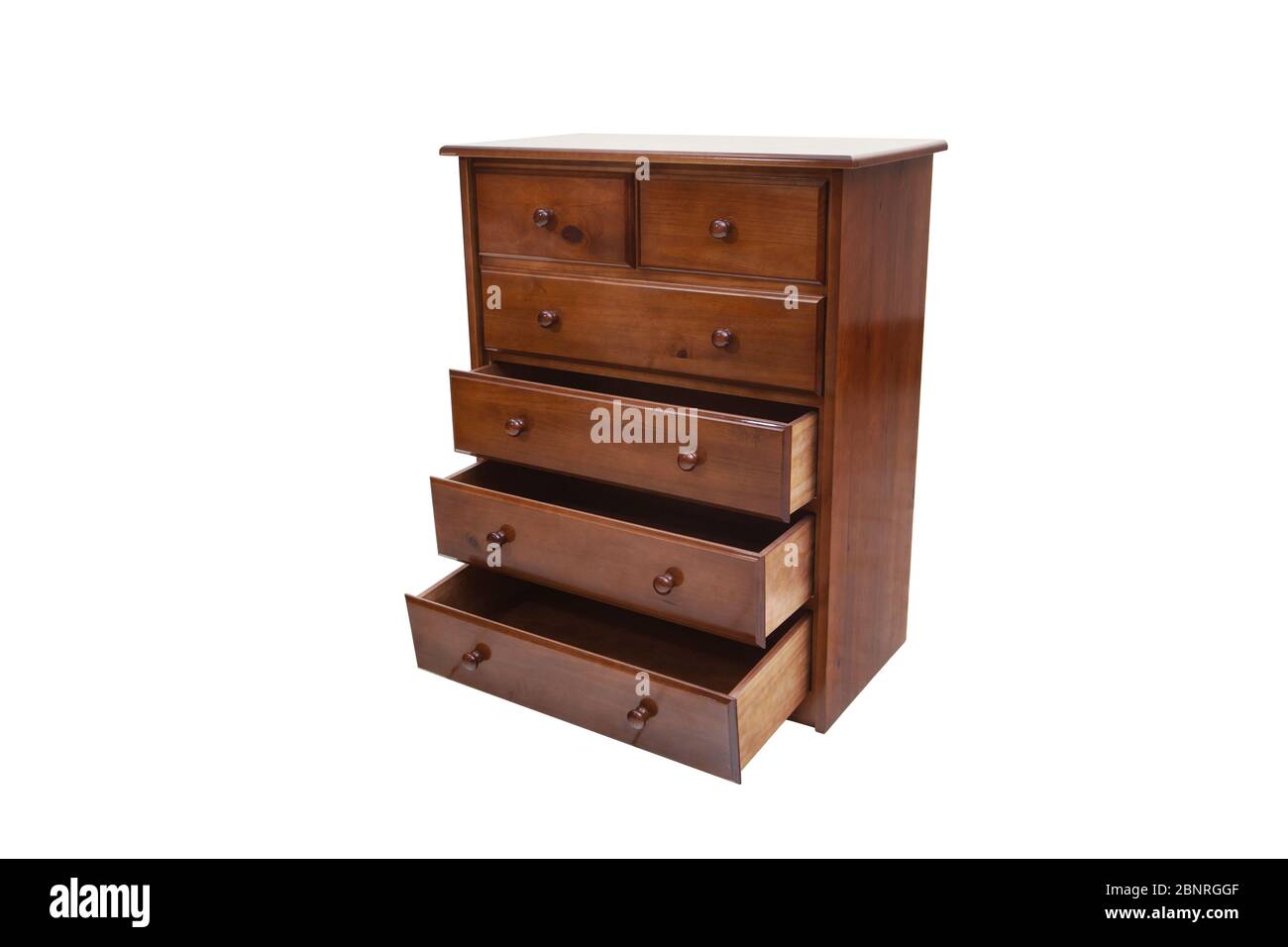Wooden chest of drawers isolated on white background Stock Photo - Alamy